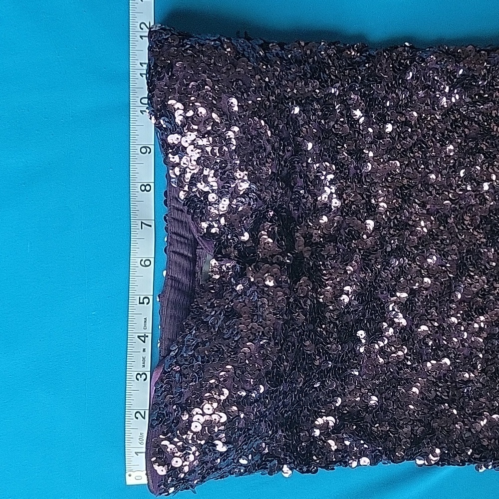 New Strapless Purple Sequin Dress - Picture 9 of 10